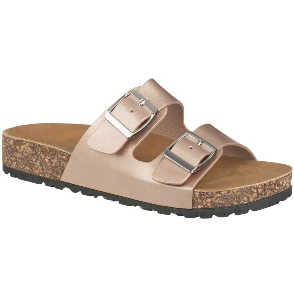 Women Men Gold Summer Sandal Slipper Non-Slip Double Buckle Strap Cork S…